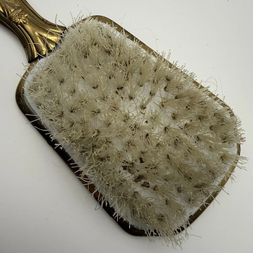 Vintage Ornate Gold Tone Victorian Style Vanity Dresser Hair Brush